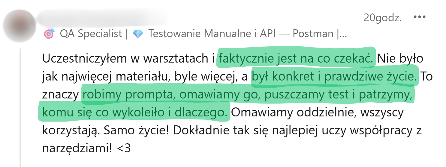 Opinia uczestnika kursu 4